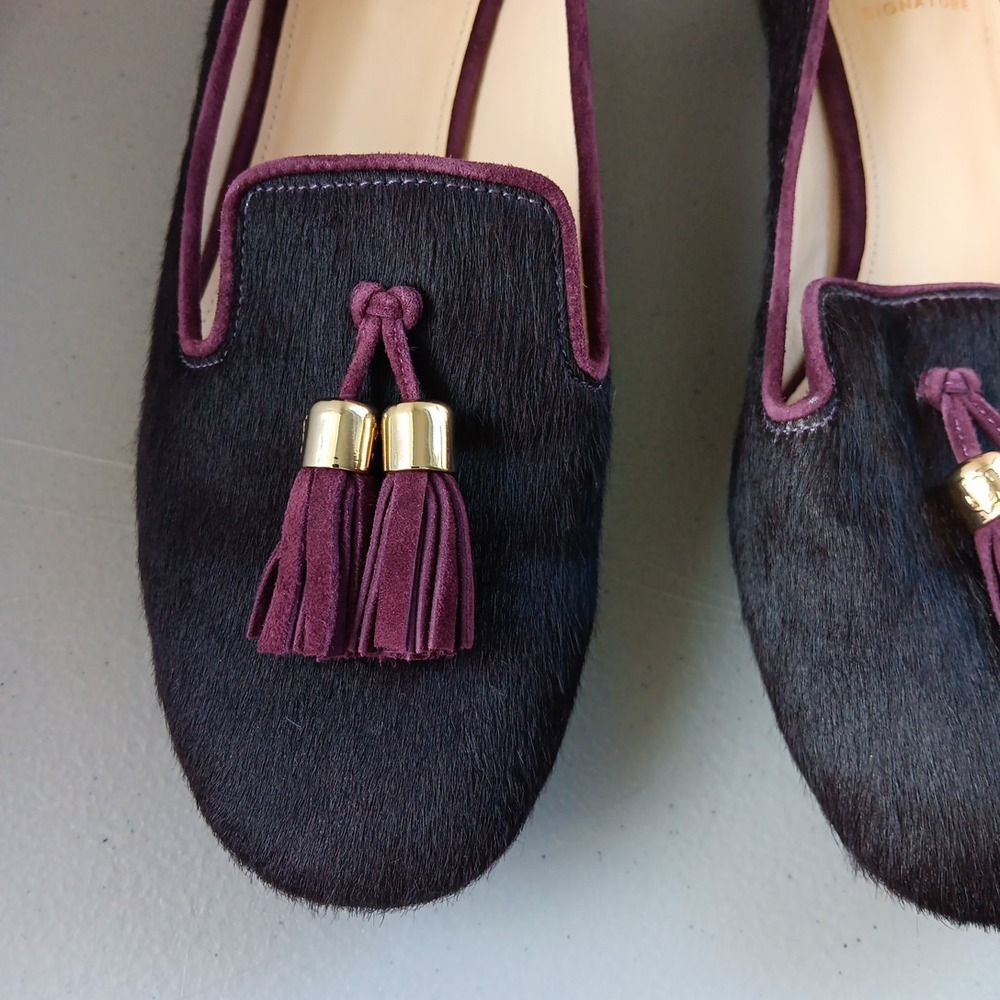 VC Signature Nancy Shoes Women 6B Purple HIDE Leather Tassels Heels Quite Luxury - Picture 3 of 10